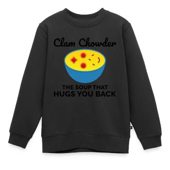 Chaudrée de palourdes, crustacés, soupe de fruits de mer hilarante - Sweat Premium enfant bio - noir - Devant - AI Model Kid Female (0cm)