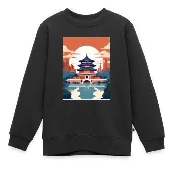 Peking China Reise Poster Souvenir Malerei WPA - Kinder Premium Organic Sweatshirt - Schwarz - Vorne - AI Model Kid Female (0cm)