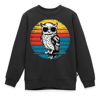 Nachteule Eule Eulen Vogel - Kinder Premium Organic Sweatshirt - Schwarz - Vorne - AI Model Kid Female (0cm)