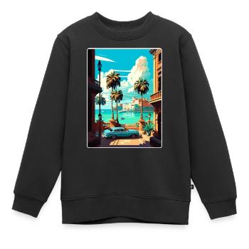 La Havane Caraïbes Voyage Affiche Souvenir Peinture WPA - Sweat Premium enfant bio - noir - Devant - AI Model Kid Female (0cm)
