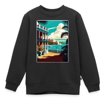 La Havane Caraïbes Voyage Affiche Souvenir Peinture WPA - Sweat Premium enfant bio - noir - Devant - AI Model Kid Female (0cm)