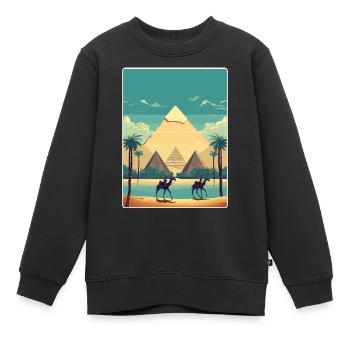 Kairo Ägypten Große Pyramiden Von Gizeh Reiseposter - Kinder Premium Organic Sweatshirt - Schwarz - Vorne - AI Model Kid Female (0cm)