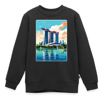Marina Bay Sands Singapour Affiche de voyage souvenir - Sweat Premium enfant bio - noir - Devant - AI Model Kid Female (0cm)