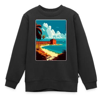 Affiche de voyage souvenir du parc national de Tortugas sèche - Sweat Premium enfant bio - noir - Devant - AI Model Kid Female (0cm)