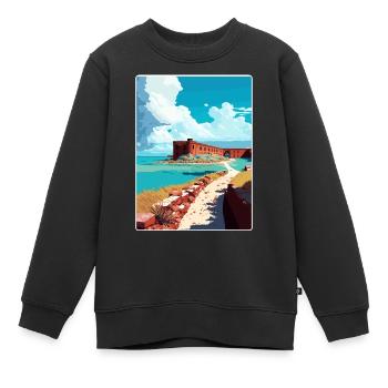 Affiche de voyage souvenir du parc national de Tortugas sèche - Sweat Premium enfant bio - noir - Devant - AI Model Kid Female (0cm)