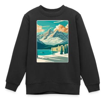 St. Moritz Ski Resort Mountain Travel Poster - Kinder Premium Organic Sweatshirt - Schwarz - Vorne - AI Model Kid Female (0cm)