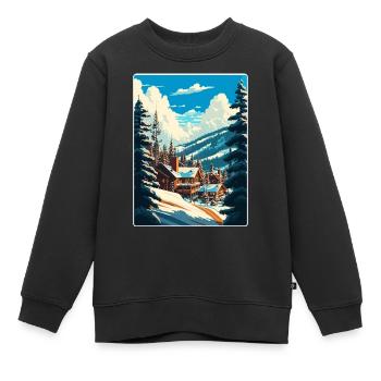 Vail Ski Resort Skifahren Reise Poster Souvenir WPA - Kinder Premium Organic Sweatshirt - Schwarz - Vorne - AI Model Kid Female (0cm)