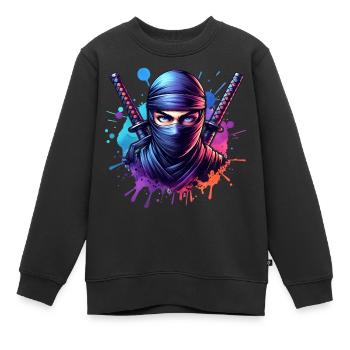 Ninja - Kinder Premium Organic Sweatshirt - Schwarz - Vorne - AI Model Kid Female (0cm)