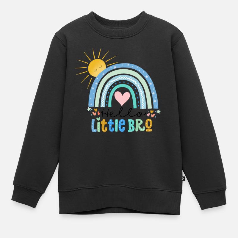 Hello Little Bro - Kinder Premium Organic Sweatshirt - Schwarz