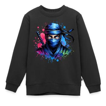 Ninja - Kinder Premium Organic Sweatshirt - Schwarz - Vorne - AI Model Kid Female (0cm)