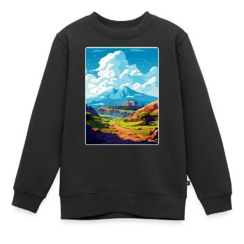 Olymp Griechenland Reiseposter Souvenir WPA - Kinder Premium Organic Sweatshirt - Schwarz - Vorne - AI Model Kid Female (0cm)
