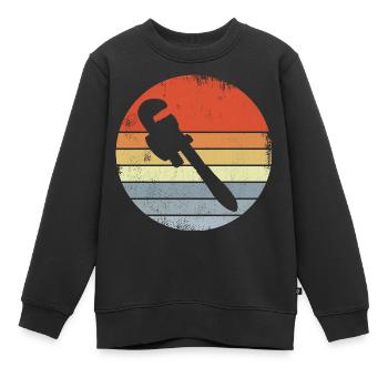 Clé à pipe look vintage - Sweat Premium enfant bio - noir - Devant - AI Model Kid Female (0cm)