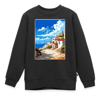 Péninsule de Mani Grèce Affiche de voyage Souvenir WPA - Sweat Premium enfant bio - noir - Devant - AI Model Kid Female (0cm)