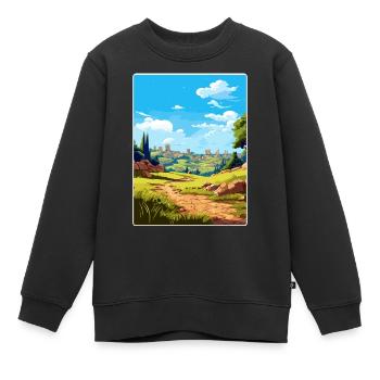 Troie Turquie Voyage Affiche Souvenir Carte Postale Peinture - Sweat Premium enfant bio - noir - Devant - AI Model Kid Female (0cm)