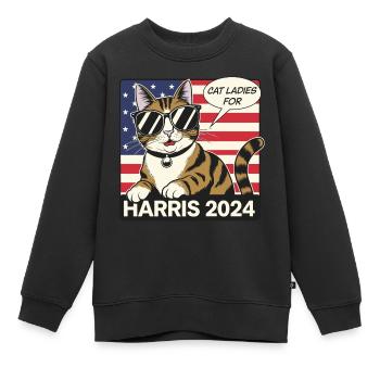 Cat Ladies For Harris 2024 USA Amerika - Kinder Premium Organic Sweatshirt - Schwarz - Vorne - AI Model Kid Female (0cm)