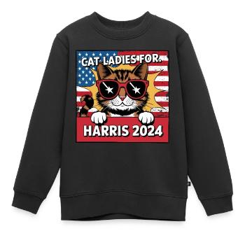 Cat Ladies For Kamala Harris 2024 USA Amerika - Kinder Premium Organic Sweatshirt - Schwarz - Vorne - AI Model Kid Female (0cm)