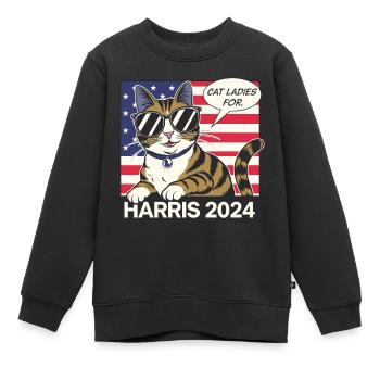 Cat Ladies For Kamala Harris 2024 USA Amerika - Kinder Premium Organic Sweatshirt - Schwarz - Vorne - AI Model Kid Female (0cm)