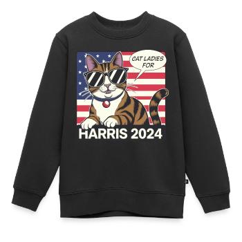 Cat Ladies For Kamala Harris 2024 USA Amerika - Kinder Premium Organic Sweatshirt - Schwarz - Vorne - AI Model Kid Female (0cm)