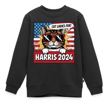 Cat Ladies For Kamala Harris 2024 USA Amerika - Kinder Premium Organic Sweatshirt - Schwarz - Vorne - AI Model Kid Female (0cm)