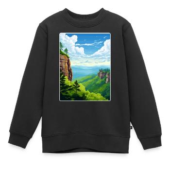 Elbe Sandstone Mountains Germany Travel Poster WPA - Kids Premium Organic Sweatshirt - black - Front - AI Model Kid Female (0cm)
