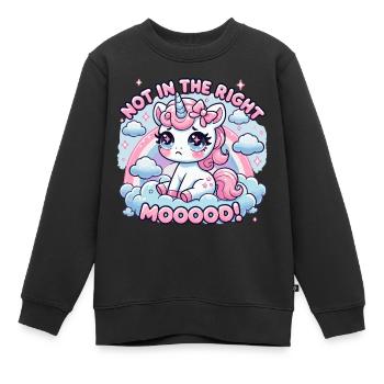 Trauriges Einhorn in „Nicht in der Stimmung“ - Kinder Premium Organic Sweatshirt - Schwarz - Vorne - AI Model Kid Female (0cm)