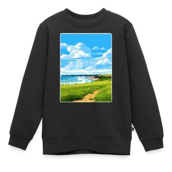 Bude Cornwall England Reiseposter Souvenir WPA - Kinder Premium Organic Sweatshirt - Schwarz - Vorne - AI Model Kid Female (0cm)