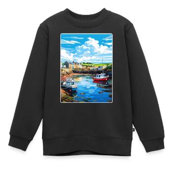 Bude Cornwall England Reiseposter Souvenir WPA - Kinder Premium Organic Sweatshirt - Schwarz - Vorne - AI Model Kid Female (0cm)