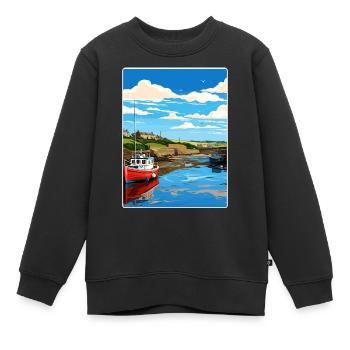 Bude Cornwall England Reiseposter Souvenir WPA - Kinder Premium Organic Sweatshirt - Schwarz - Vorne - AI Model Kid Female (0cm)