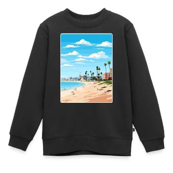 Manhattan Beach Kalifornien Reiseposter Souvenir - Kinder Premium Organic Sweatshirt - Schwarz - Vorne - AI Model Kid Female (0cm)
