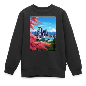 Seattle Washington DC Reiseposter Souvenir WPA - Kinder Premium Organic Sweatshirt - Schwarz - Vorne - AI Model Kid Female (0cm)