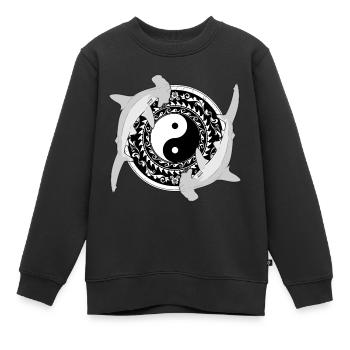 Yin Yang Hammerhaie - Kinder Premium Organic Sweatshirt - Schwarz - Vorne - AI Model Kid Female (0cm)