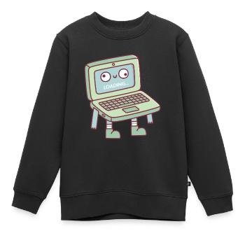 Lustiger Derpy Laptop Lädt Sein Gehirn - Kinder Premium Organic Sweatshirt - Schwarz - Vorne - AI Model Kid Female (0cm)