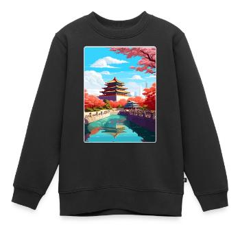 Peking China Reise Poster Souvenir Malerei WPA - Kinder Premium Organic Sweatshirt - Schwarz - Vorne - AI Model Kid Female (0cm)