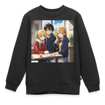 Anime Art Kurs Freunde - Kinder Premium Organic Sweatshirt - Schwarz - Vorne - AI Model Kid Female (0cm)