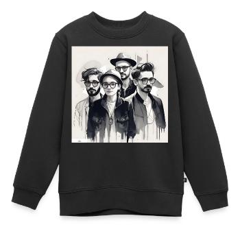 Freunde Tusche Porträt - Kinder Premium Organic Sweatshirt - Schwarz - Vorne - AI Model Kid Female (0cm)