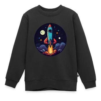 Fusée spatiale. Fusée dessin mignon. Logo de fusée - Sweat Premium enfant bio - noir - Devant - AI Model Kid Female (0cm)