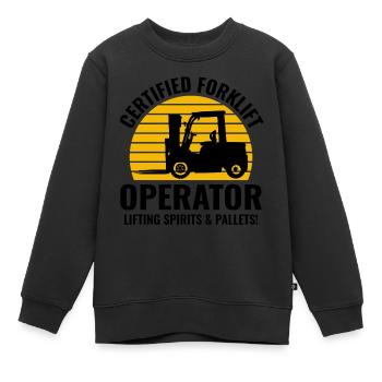 Gabelstaplerfahrer Schwermaschinenfahrer Lustig - Kinder Premium Organic Sweatshirt - Schwarz - Vorne - AI Model Kid Female (0cm)