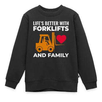Gabelstaplerfahrer Fahrerfamilie für schwere Geräte - Kinder Premium Organic Sweatshirt - Schwarz - Vorne - AI Model Kid Female (0cm)