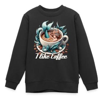 J’aime tasse à café sirène sirène cadeau - Sweat Premium enfant bio - noir - Devant - AI Model Kid Female (0cm)