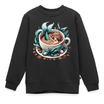 Sirène Sirène Bain dans le Café Cadeau - Sweat Premium enfant bio - noir - Devant - AI Model Kid Female (0cm)