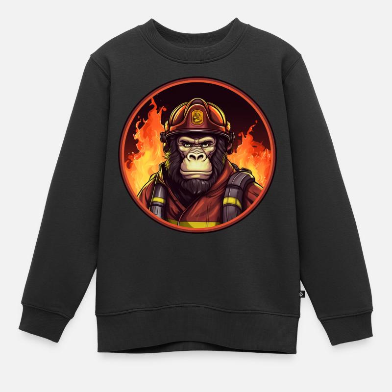 Monkey Fire Brigade - Kids Premium Organic Sweatshirt - black