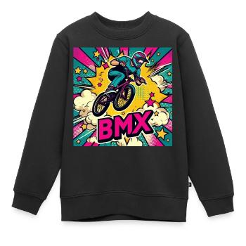 Vélo BMX - Sweat Premium enfant bio - noir - Devant - AI Model Kid Female (0cm)