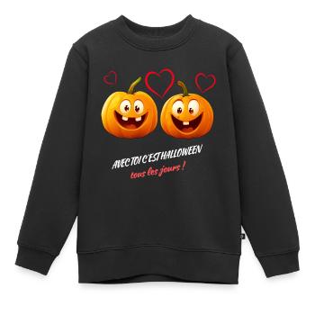 Ma citrouille d'Halloween - Sweat Premium enfant bio - noir - Devant - AI Model Kid Female (0cm)