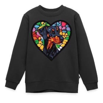 Doberman Chien Coeur Chien Amour - Sweat Premium enfant bio - noir - Devant - AI Model Kid Female (0cm)