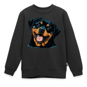 Chiot Rottweiler - Sweat Premium enfant bio - noir - Devant - AI Model Kid Female (0cm)