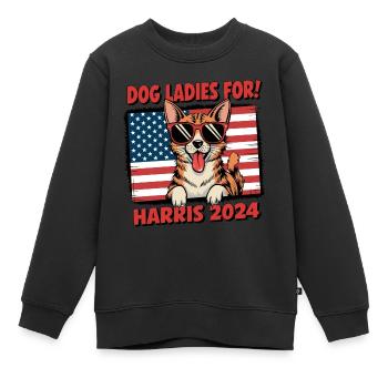 Dog Ladies For Kamala Harris 2024 USA Amerika - Kinder Premium Organic Sweatshirt - Schwarz - Vorne - AI Model Kid Female (0cm)