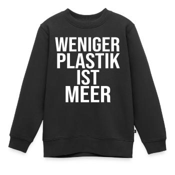 WENIGER PLASTIK IST MEER - Kinder Premium Organic Sweatshirt - Schwarz - Vorne - AI Model Kid Female (0cm)