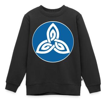 Fleur celte bleu - Sweat Premium enfant bio - noir - Devant - AI Model Kid Female (0cm)