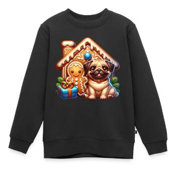 Mops Lebkuchen - Kinder Premium Organic Sweatshirt - Schwarz - Vorne - AI Model Kid Female (0cm)