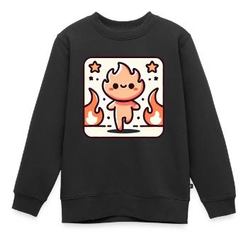 Follow Your Passion Flame Character Badge - Kids Premium Organic Sweatshirt - black - Front - AI Model Kid Female (0cm)